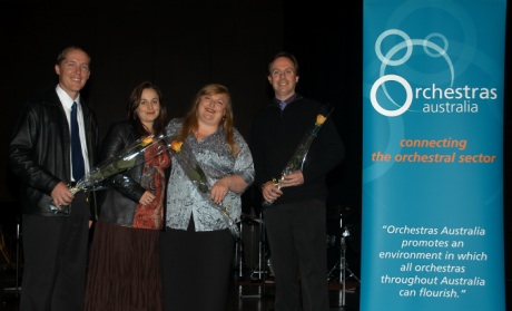 Graham Howard, Katy Abbott, Rachelle Elliott and MH at the Orchestras Australia forum in Melbourne